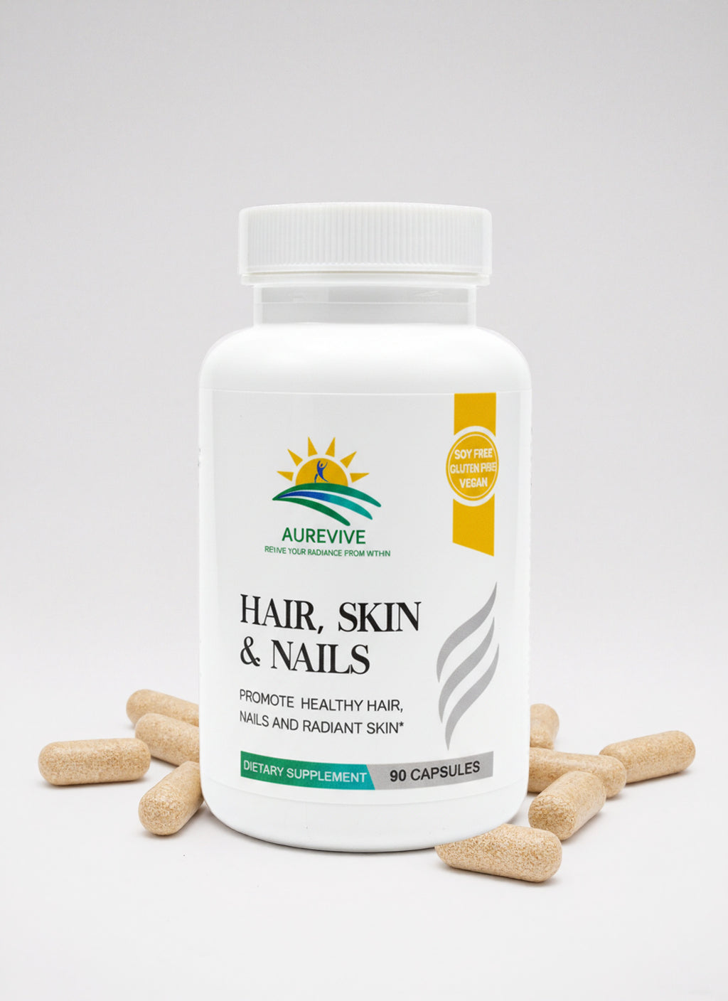 2 Pack-Aurevivelab Our advanced hair & nail growth supplement features a science-backed, FDA-compliant blend of vitamins, minerals and botanicals, delivering multi-layered nourishment for stronger, healthier hair and nails from within